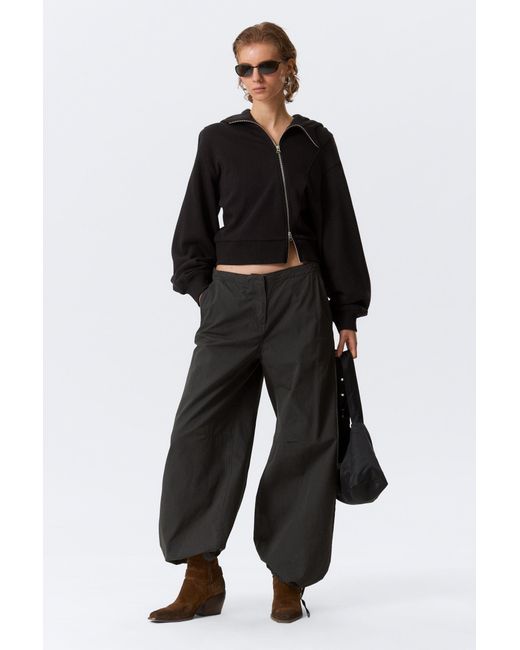 Weekday Black Low Rise Baggy Ripstop Trousers