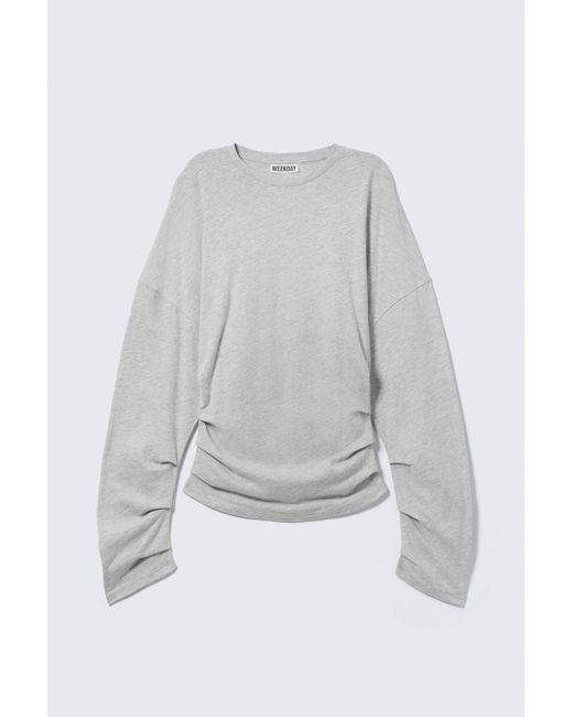 Weekday White Pleated Long-Sleeved Top