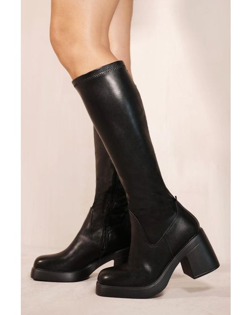 Where's That From Lilith Mid High Block Heel Calf Boots With Side Zip