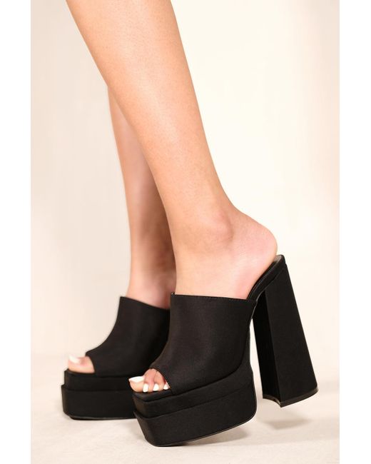 Where's That From Camila Statement Platform Block Heel Mules With Square  Toe in Black | Lyst