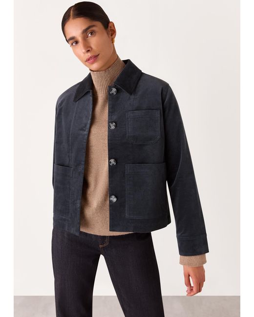 Whistles Blue Nat Brushed Cotton Jacket