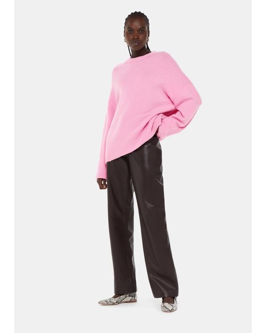 Whistles Pink Textured Boyfriend Crew Neck