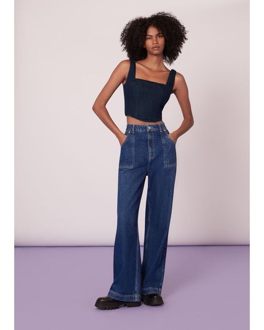 Whistles Blue Nina Chambray Denim Corset