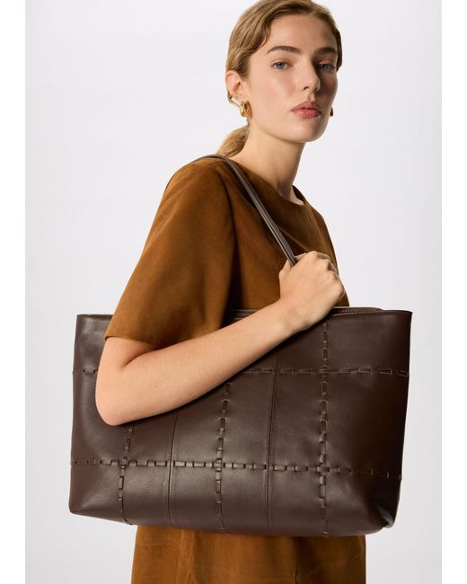 Whistles Brown Whipstitch Tote Bag
