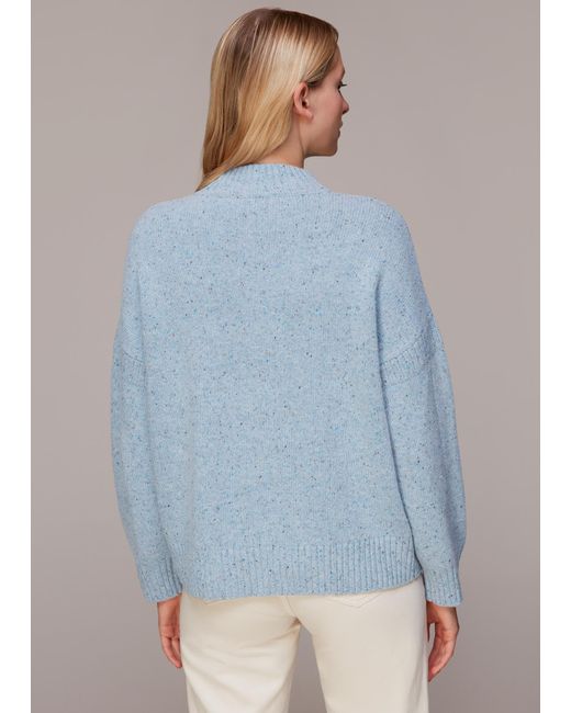 Whistles Blue Flecked Funnel Neck Jumper