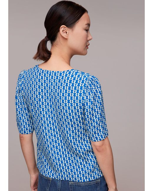 Whistles Blue Vertical Stack Bow Top