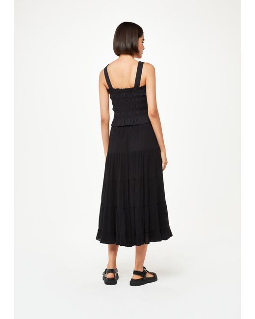 Whistles White Button Front Crinkle Skirt