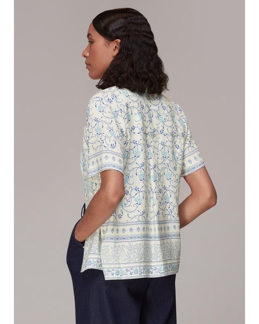 Whistles White Bandana Print Bowling Shirt
