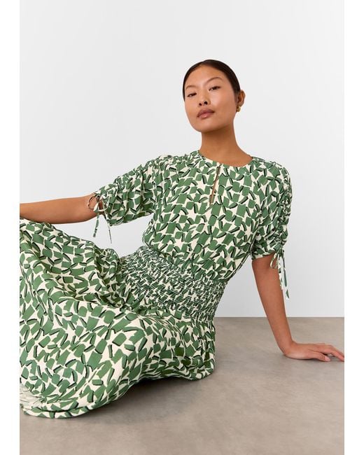 Whistles Green Petite Abstract Squares Midi Dress