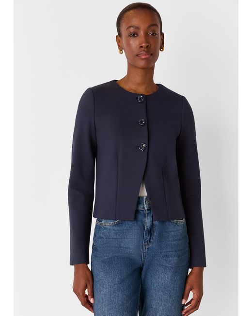 Whistles Blue Anne Ponte Button Jacket