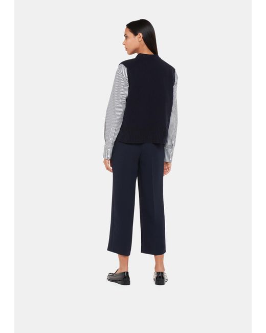 Whistles Blue Wide Leg Cropped Trouser