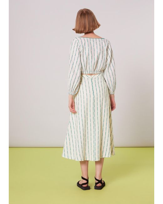 Whistles Natural Mari Embroidered Circle Skirt