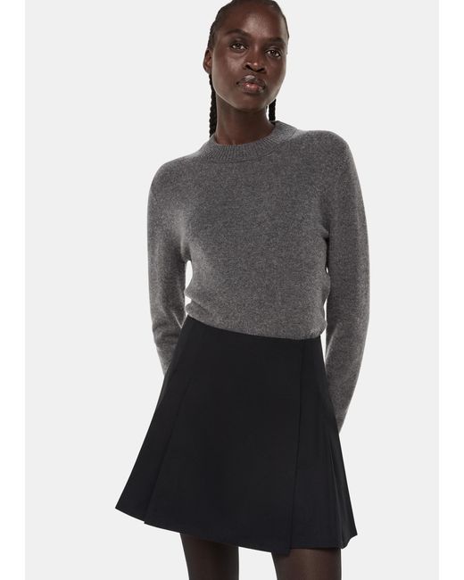 Whistles Gray Pleated Mini Skirt