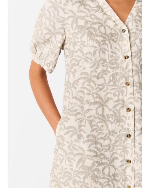 Whistles White Palm Print Linen Blend Dress
