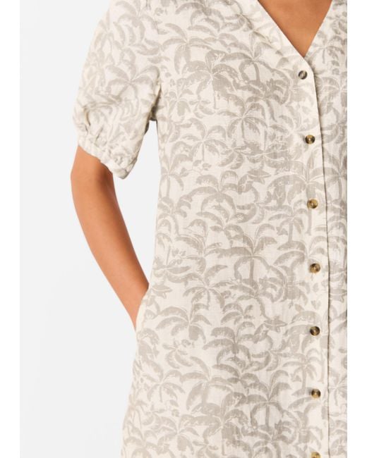 Whistles White Palm Print Linen Blend Dress