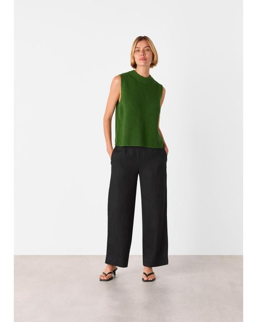 Whistles Black Linen Ankle Length Trouser