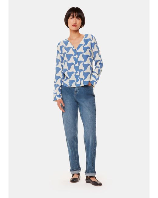 Whistles Blue Spun Triangle Blouse