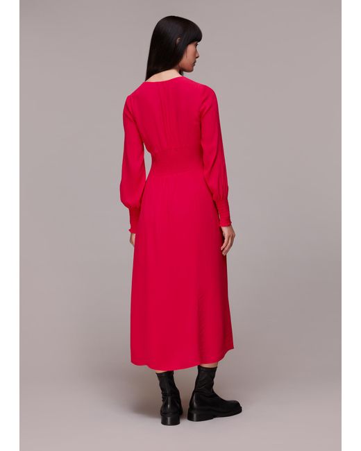 Whistles Ilana Shirred Midi Dress