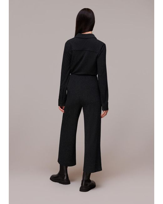 Whistles Black Sparkle Cropped Trouser