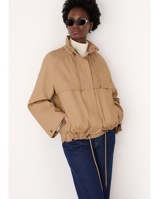 Whistles Blue Funnel Neck Parka Jacket