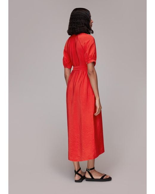 Whistles Red Olivia Midi Dress