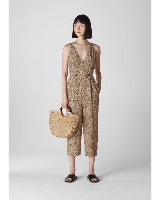 Whistles Natural Mini Leopard Lara Jumpsuit
