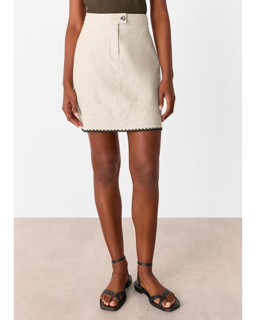 Whistles Natural Linen Mix Mini Skirt