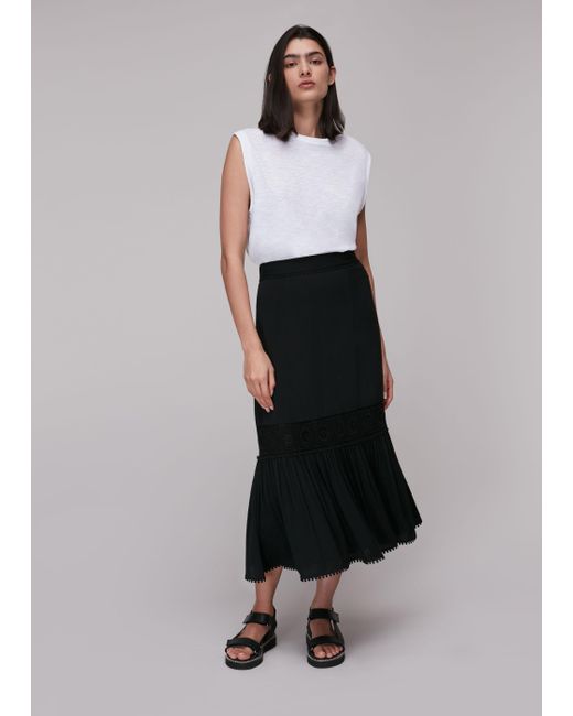 Whistles White Ada Crochet Detail Skirt