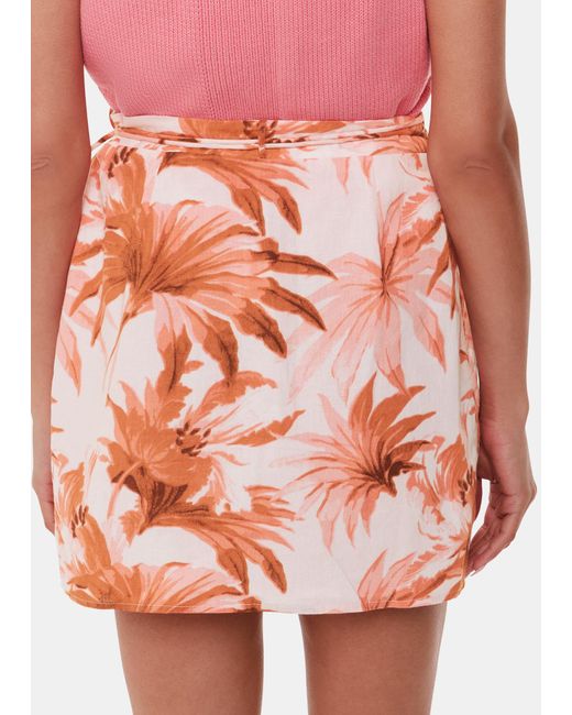 Whistles Red Honolulu Linen Blend Skirt