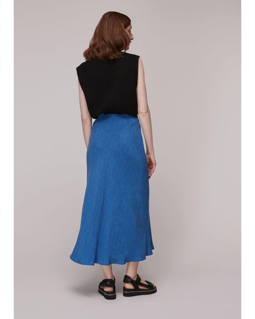 Whistles Blue Animal Fleck Print Bias Skirt