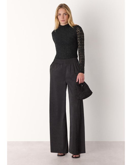 Whistles Black Lace Detail High Neck Top