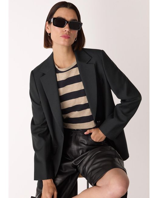 Whistles Black Single Breasted Wool Blazer