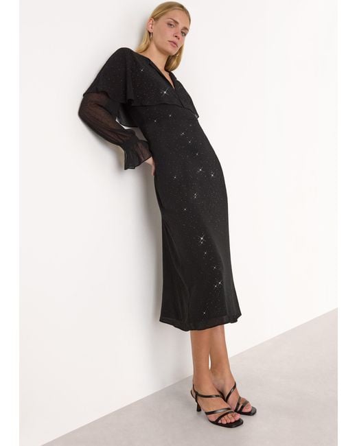 Whistles Black Hot Fix Cape Midi Dress