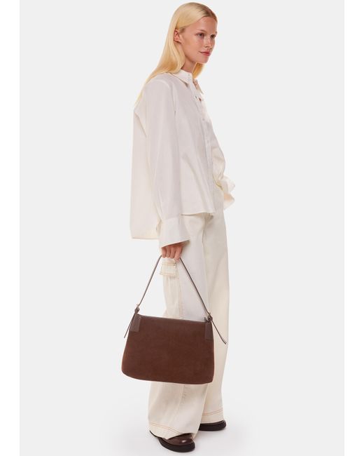 Whistles White Paloma Suede Shoulder Bag