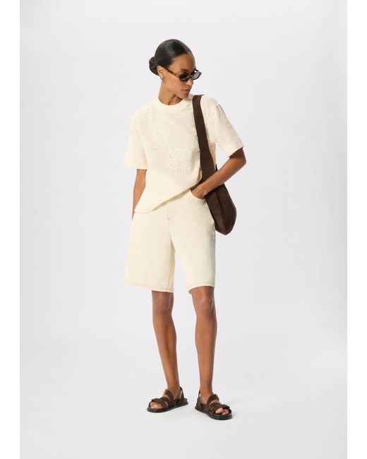 Whistles Natural Textured Floral Jersey Top