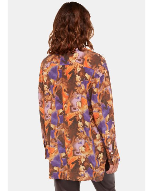 Whistles Orange Sprayed Texture Silk Shirt