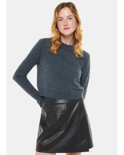 Whistles Blue Wrap Leather Mini Skirt
