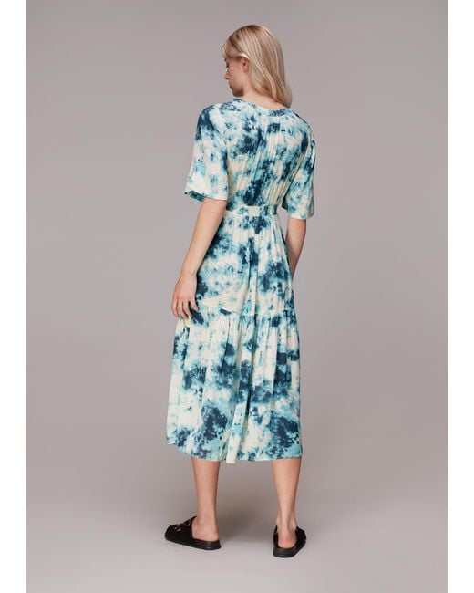 Whistles Blue Bella Tie Dye Midi Dress
