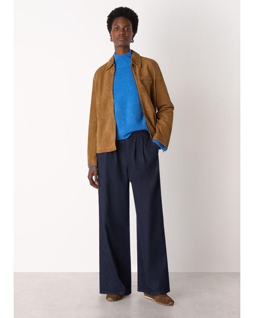 Whistles Blue Wool Funnel Neck Knit