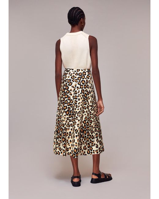 Whistles Multicolor Painted Leopard Button Skirt