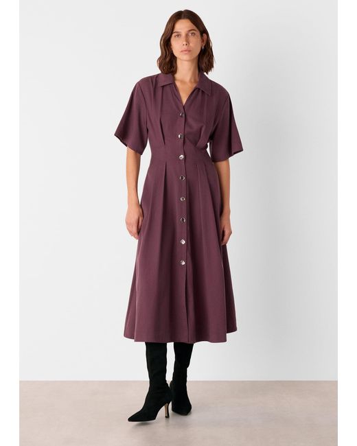 Whistles Purple Renee Button Shirt Dress