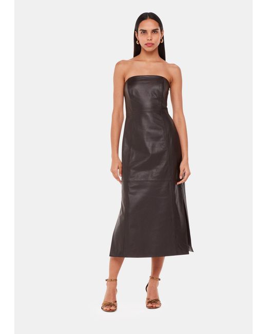 Whistles Brown Leather Bandeau Dress