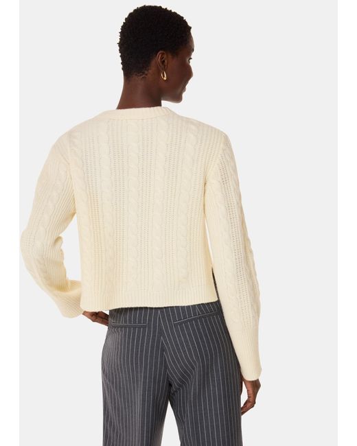 Whistles Natural Cable Detail Crew Neck Knit