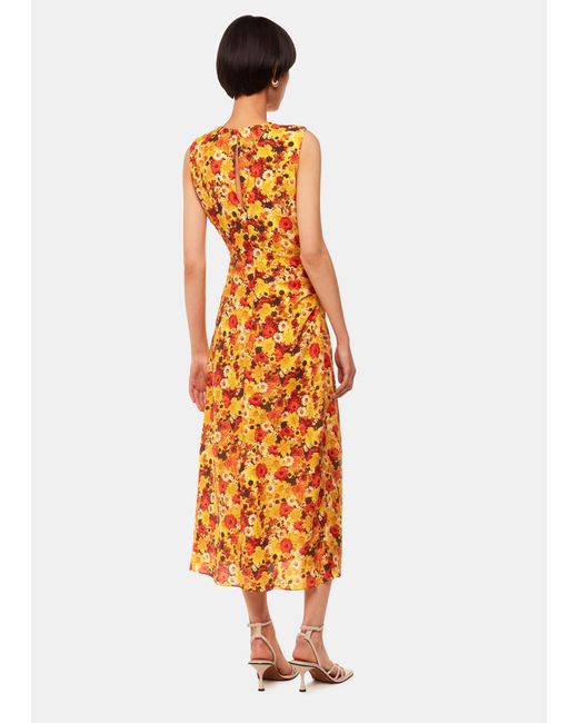 Whistles Orange Photographic Daisy Midi Dress