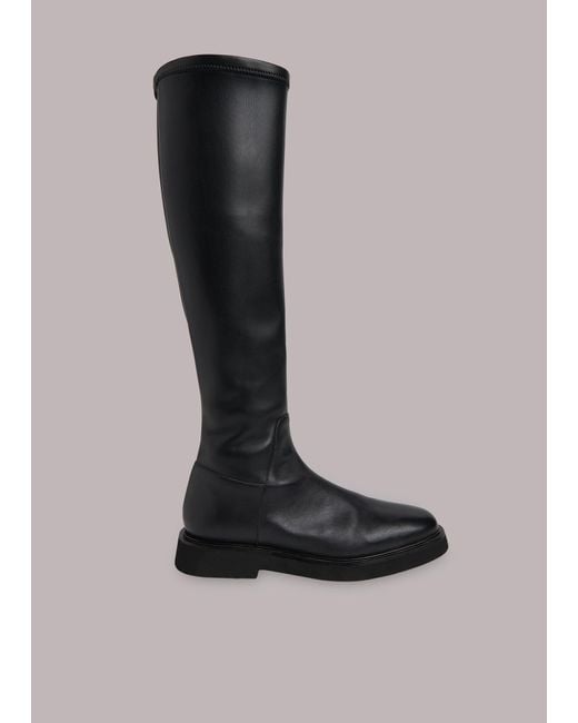 Whistles Black Quin Stretch Knee High Boot