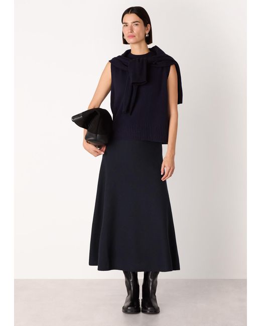 Whistles Blue Knitted Midi Skirt