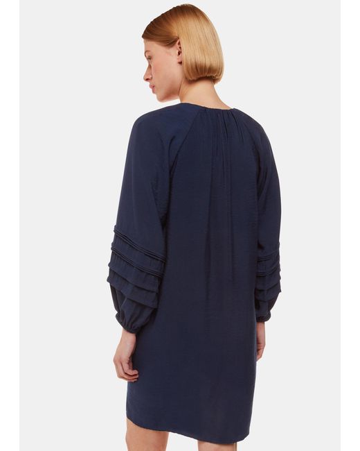 Whistles Blue Grace V Neck Dress