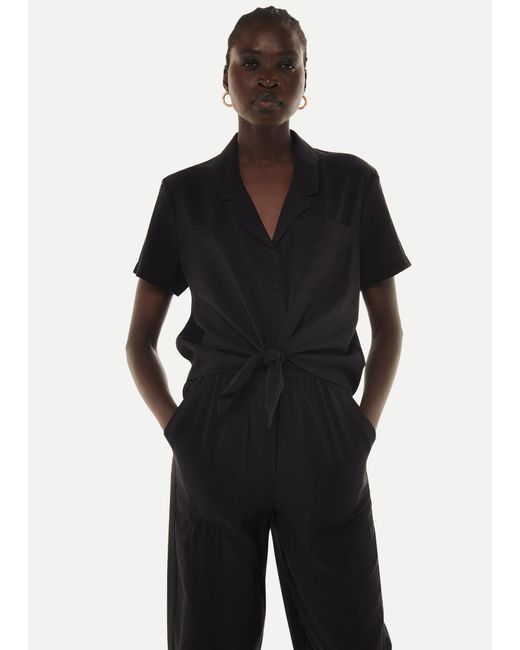Whistles Black Nicola Tie Front Blouse