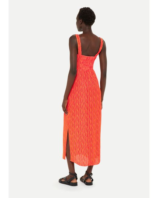 Whistles Red Andie Optical Rope Print Dress