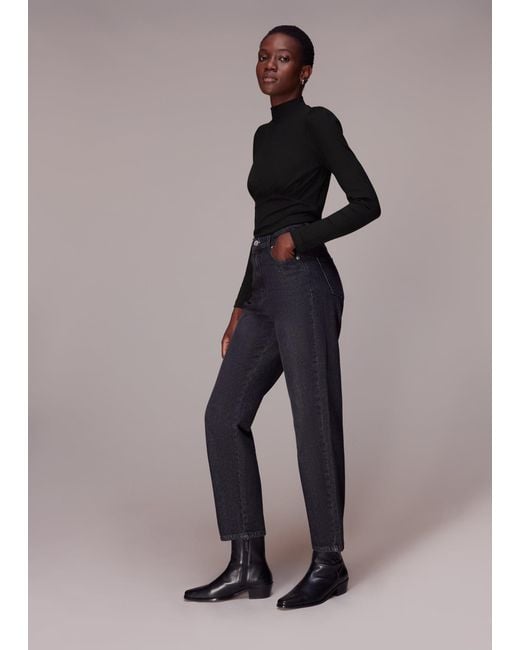 Whistles Black Gathered Bust Top